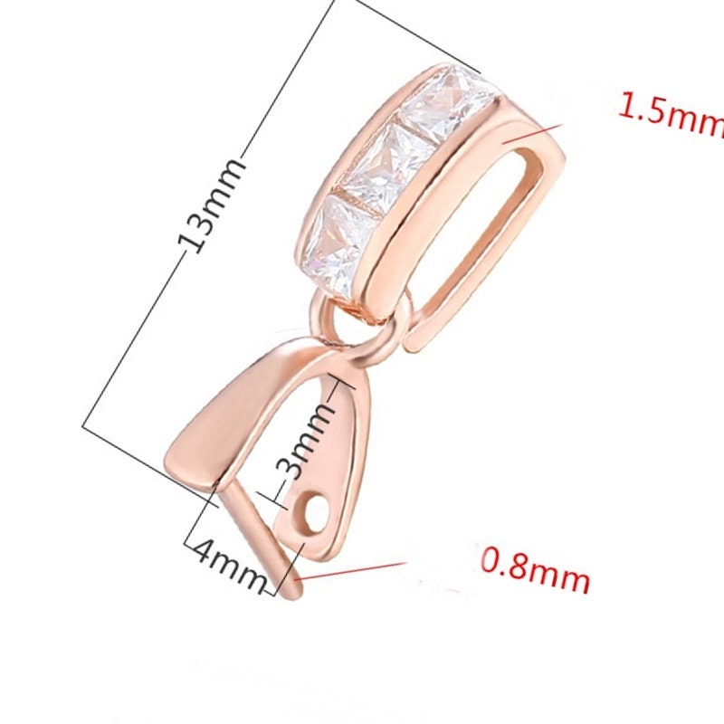 Crystals Buckle Clip Pendant Setting Sterling Silver Rose Gold Fine 925 3x4 mm For One Stone Gemstone Bead No Prongs DIY Jewelry Wholesale