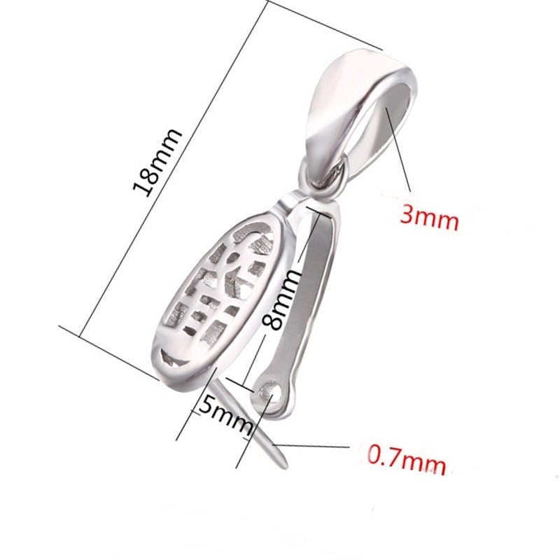 Retro Oval Buckle Clip Pendant Setting Sterling Silver Rose White Gold Fine 925 5x8mm For One Stone Bead No Prongs DIY Jewelry Wholesale