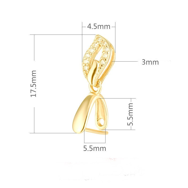 Crystals Leaf Buckle Clip Pendant Blank Setting Sterling Silver Gold Fine 925 5.5x5.5 mm For One Stone Bead No Prongs DIY Jewelry Wholesale