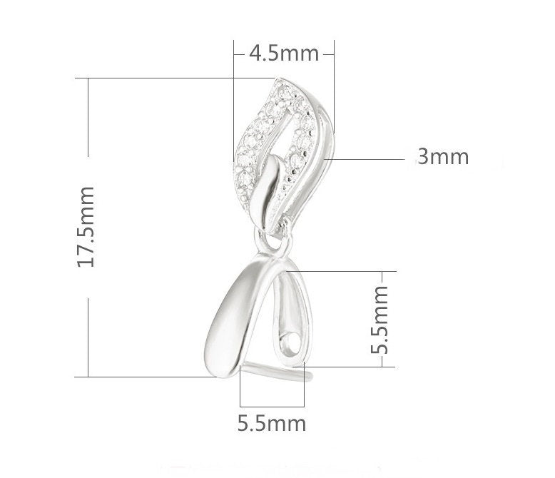 Crystals Leaf Buckle Clip Pendant Blank Setting Sterling Silver Gold Fine 925 5.5x5.5 mm For One Stone Bead No Prongs DIY Jewelry Wholesale