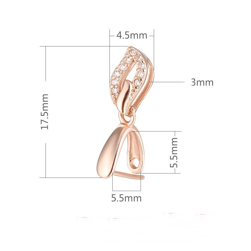 Crystals Leaf Buckle Clip Pendant Blank Setting Sterling Silver Gold Fine 925 5.5x5.5 mm For One Stone Bead No Prongs DIY Jewelry Wholesale