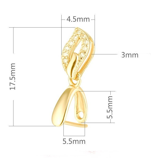 Crystals Leaf Buckle Clip Pendant Blank Setting Sterling Silver Gold Fine 925 5.5x5.5 mm For One Stone Bead No Prongs DIY Jewelry Wholesale