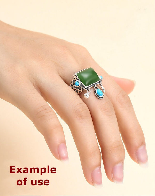 Ring Blank Setting 1pc Sterling Silver 925 Vintage Ethno Rectangle Base Fine 11x13mm For 4 Stones Gemstones Adjustable No Prongs Wholesale