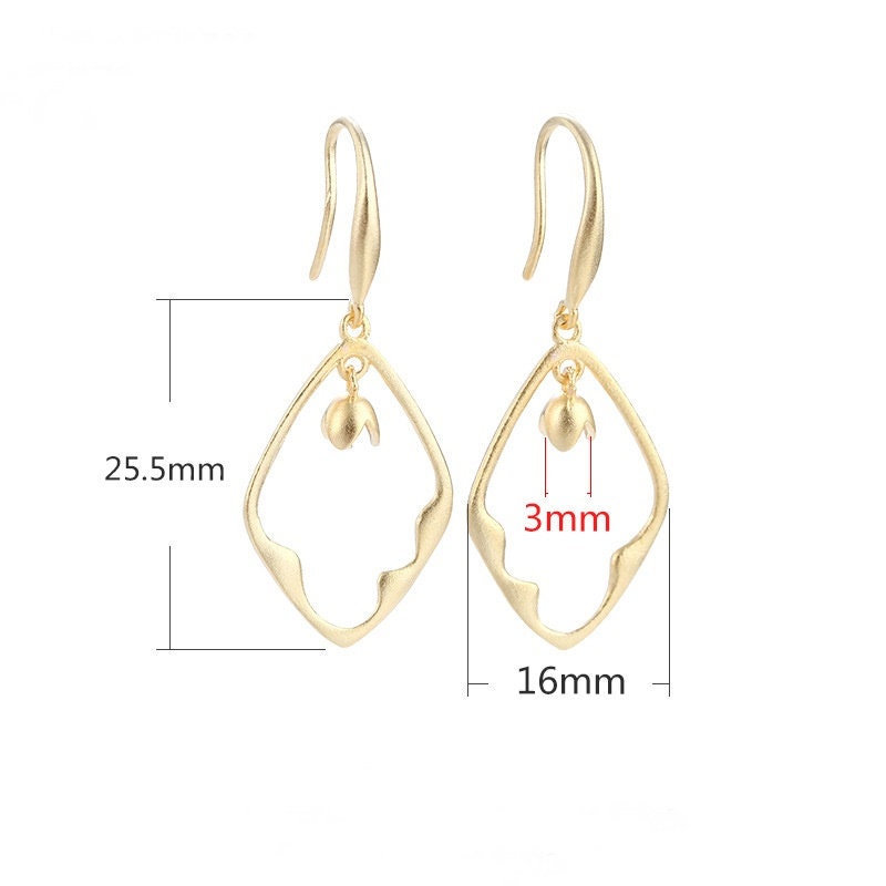 Leaf Frame Cup Pin Base Hook Earrings Setting Bezel Sterling Silver Gold Fine 925 3 mm For One Pearl Bead No Prongs DIY Jewelry Wholesale