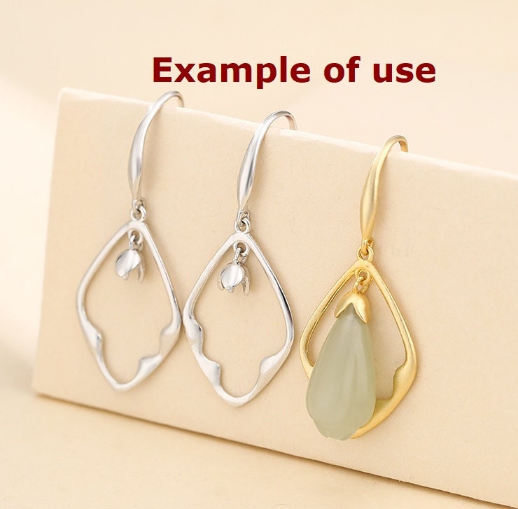 Leaf Frame Cup Pin Base Hook Earrings Setting Bezel Sterling Silver Gold Fine 925 3 mm For One Pearl Bead No Prongs DIY Jewelry Wholesale