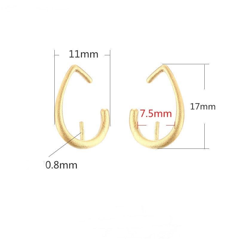 Teardrop Shape Pin Base Stud Earrings Setting Sterling Silver White Gold Fine 925 7.5mm For One Bead Pearl No Prongs DIY Jewelry Wholesale