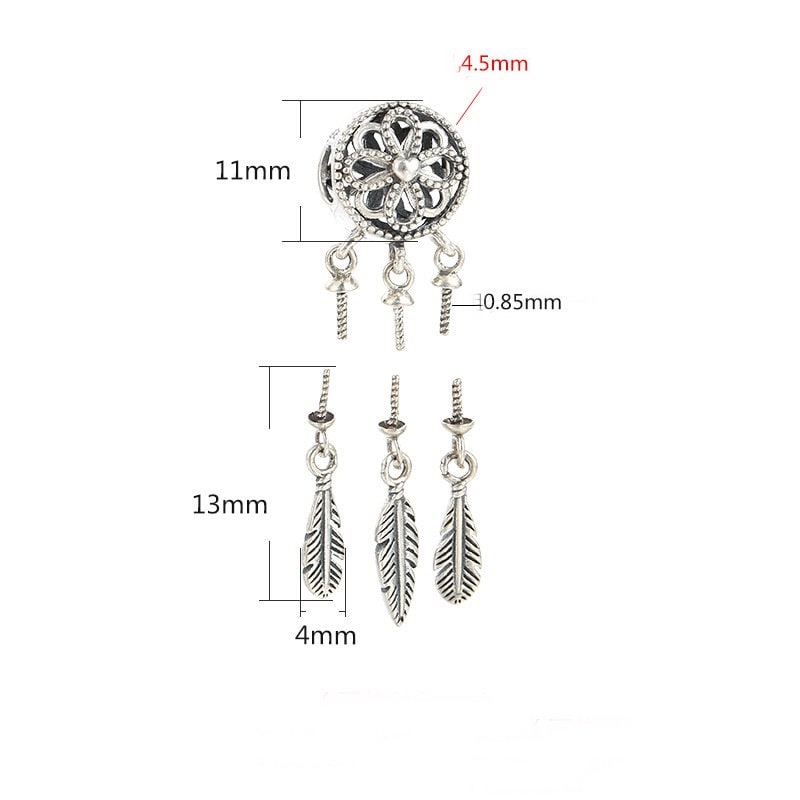 Dream Catcher Pin Pendant Setting Tray Bulk Sterling Silver Gold Fine 925 6x6mm For Three Pearls Beads No Prongs DIY Jewelry Wholesale