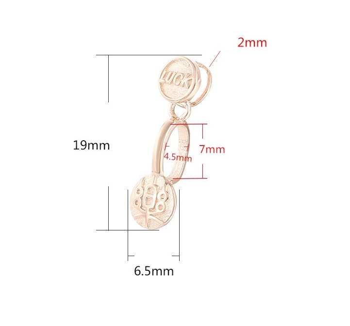 Vintage Luck Buckle Clip Pendant Setting Wholesale Sterling Silver Rose Gold Fine 925 4.5x7mm For One Bead No Prongs DIY Jewelry