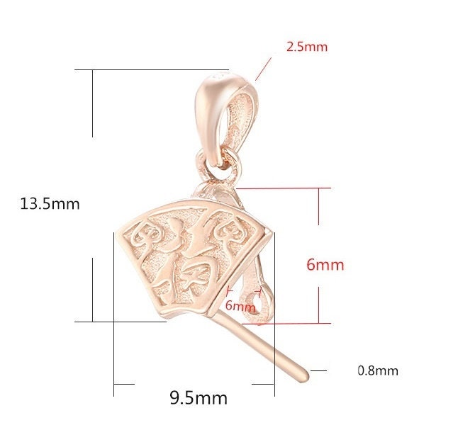 Ethno Style Trapezoid Buckle Clip Pendant Setting Wholesale Sterling Silver Rose Gold Fine 925 6x6mm For One Bead No Prongs DIY Jewelry