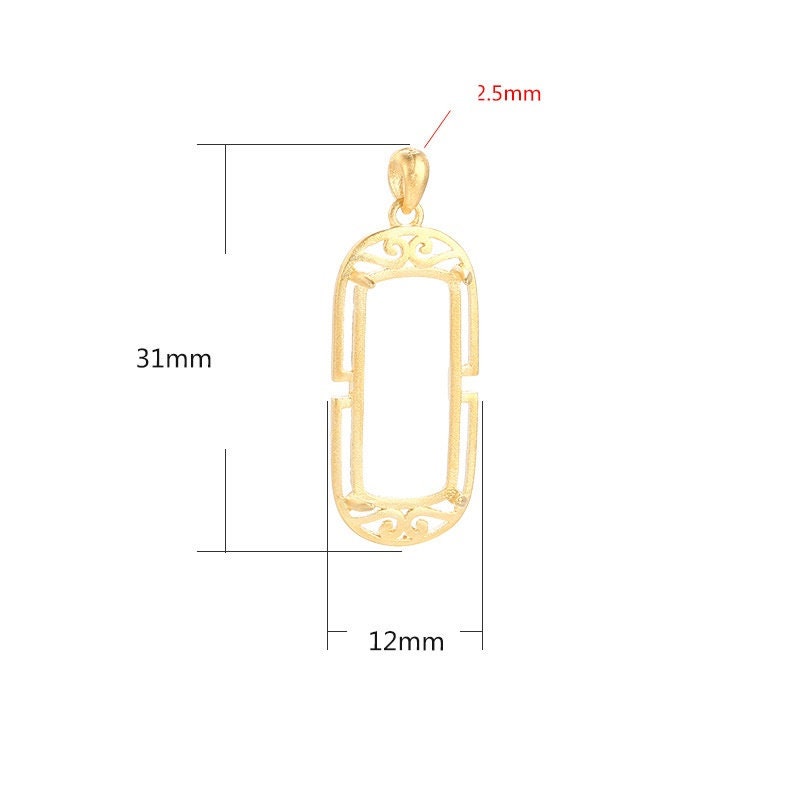 Vintage Rectangle Base Pendant Setting Fine Sterling Silver Rose Gold 925 9x19mm For One Stone Gemstone Four Prongs DIY Jewelry Wholesale