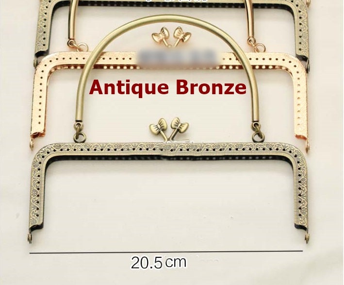 Bronze Purse Frame Metal Vintage Pattern Bowknot Snap Clasp For Bag Sewing Clutch Handbag Making Findings Hardware Supply Accessories 20.5cm