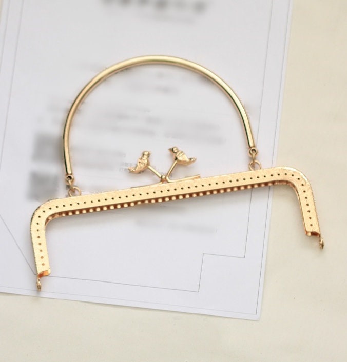 Gold Purse Frame Metal Vintage Pattern Birds Snap Clasp For Bag Sewing Clutch Handbag Making Findings Hardware Supply Accessories 20.5cm