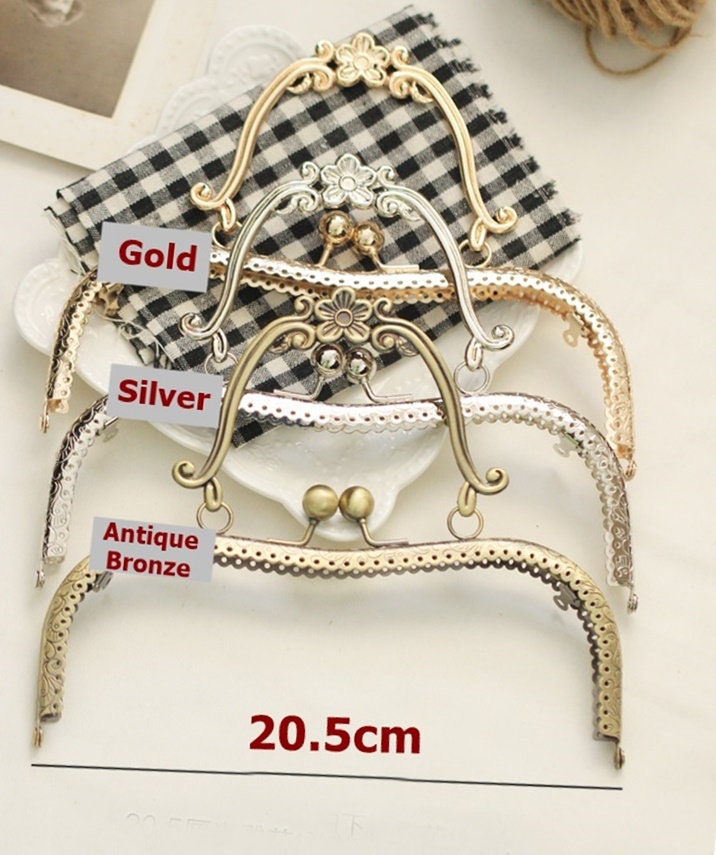 Bronze Gold Silver Purse Frame Metal Vintage Snap Clasp For Bag Sewing Clutch Handbag Making Findings Hardware Supply Accessories 20.5cm