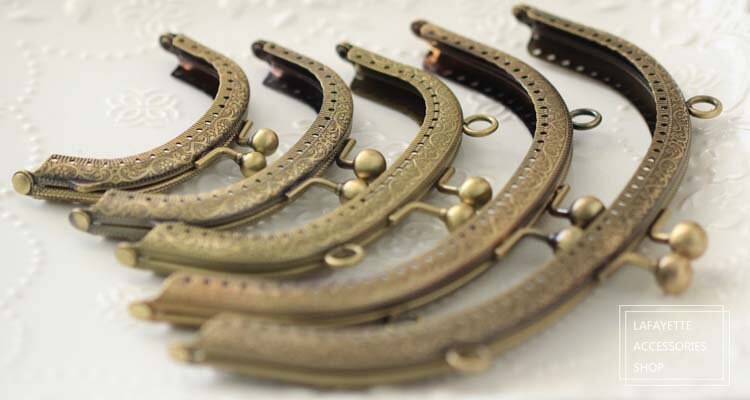 Bronze Arch Purse Frame Metal Vintage Pattern Snap Clasp For Bag Sewing Clutch Handbag Making Findings Hardware Supply Accessories 8-20cm