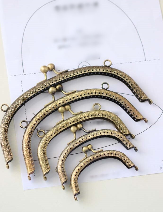 Bronze Arch Purse Frame Metal Vintage Pattern Snap Clasp For Bag Sewing Clutch Handbag Making Findings Hardware Supply Accessories 8-20cm