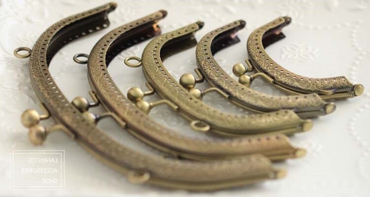 Bronze Arch Purse Frame Metal Vintage Pattern Snap Clasp For Bag Sewing Clutch Handbag Making Findings Hardware Supply Accessories 8-20cm