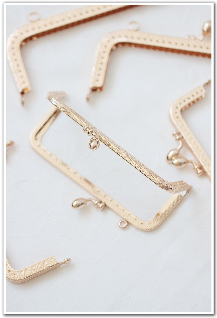 Rose Gold Purse Frame Metal Vintage Pattern Snap Clasp For Bag Sewing Clutch Handbag Making Findings Hardware Supply Accessories 8-20cm