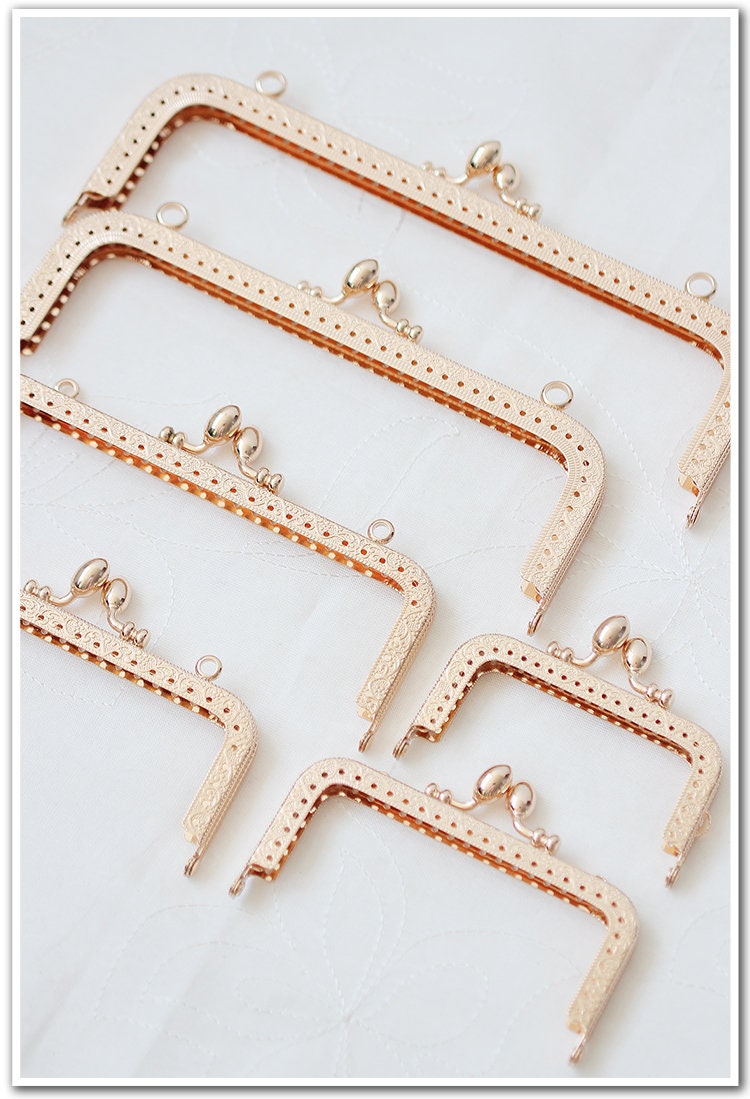 Rose Gold Purse Frame Metal Vintage Pattern Snap Clasp For Bag Sewing Clutch Handbag Making Findings Hardware Supply Accessories 8-20cm