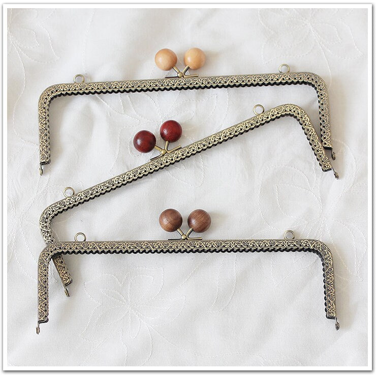 Bronze Purse Frame Metal Vintage Wine Red Snap Clasp For Bag Sewing Clutch Handbag Making Findings Hardware Supply Accessories 8-25cm