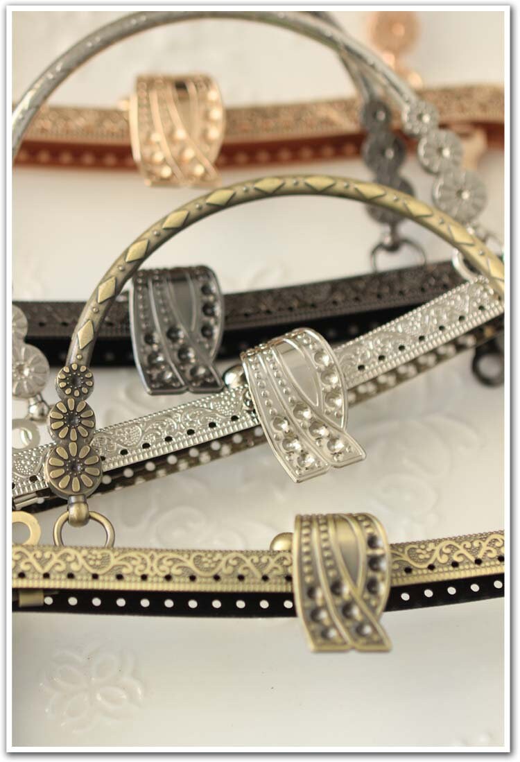 Bronze Black Gold Silver Purse Frame Metal Vintage Snap Clasp For Bag Sewing Clutch Handbag Making Findings Hardware Supply Accessories 20cm