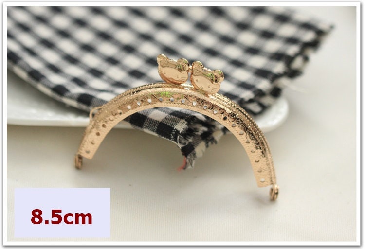 Gold Purse Frame Metal Vintage Pattern Snap Cat Clasp For Bag Sewing Clutch Handbag Making Findings Hardware Supply Accessories 8.5cm