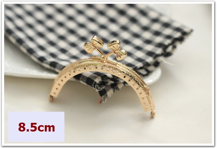 Gold Purse Frame Metal Vintage Pattern Snap Bow Clasp For Bag Sewing Clutch Handbag Making Findings Hardware Supply Accessories 8.5cm