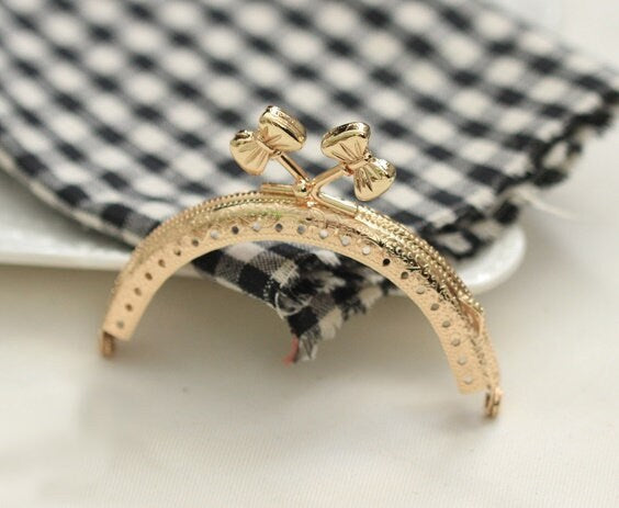 Gold Purse Frame Metal Vintage Pattern Snap Bow Clasp For Bag Sewing Clutch Handbag Making Findings Hardware Supply Accessories 8.5cm