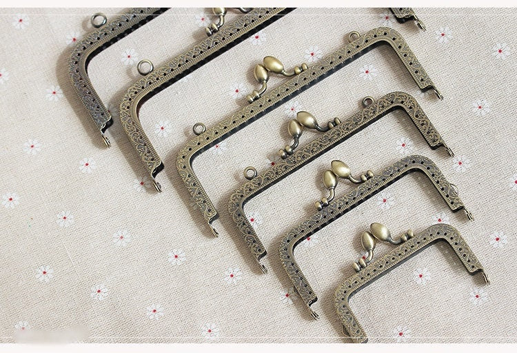 Antique Bronze Purse Frame Metal Vintage Pattern Snap Clasp For Bag Sewing Clutch Handbag Making Findings Hardware Supply Accessories 8-20cm