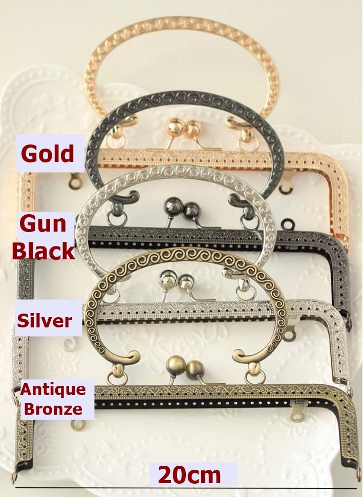 Bronze Black Gold Silver Purse Frame Metal Vintage Snap Clasp For Bag Sewing Clutch Handbag Making Findings Hardware Supply Accessories 20cm