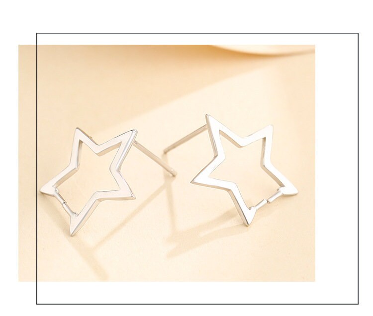 Star Clip Buckle Earrings Stud Setting Sterling Silver White Gold Bezel Fine 925 8-10mm For One Pearl Bead No Prongs DIY Jewelry Wholesale