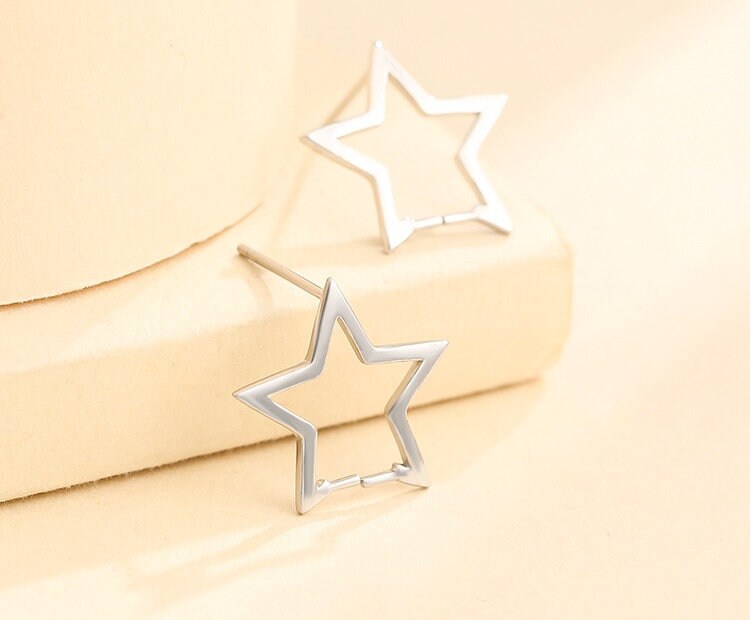 Star Clip Buckle Earrings Stud Setting Sterling Silver White Gold Bezel Fine 925 8-10mm For One Pearl Bead No Prongs DIY Jewelry Wholesale