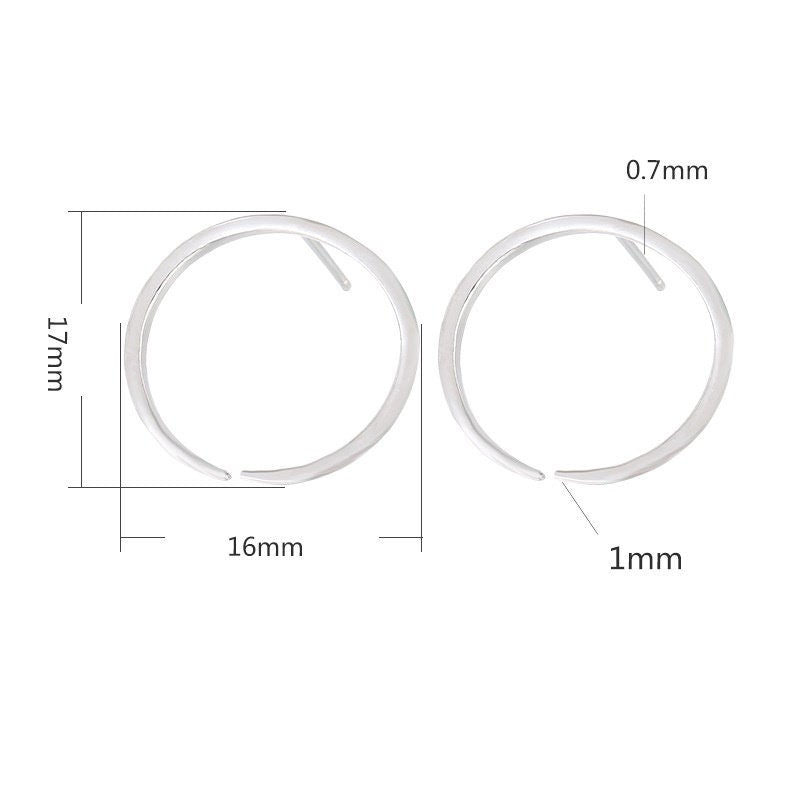 Round Circle Clip Buckle Earrings Stud Setting Sterling Silver Bezel Fine 925 8-10 mm For One Pearl Bead No Prongs DIY Jewelry Wholesale