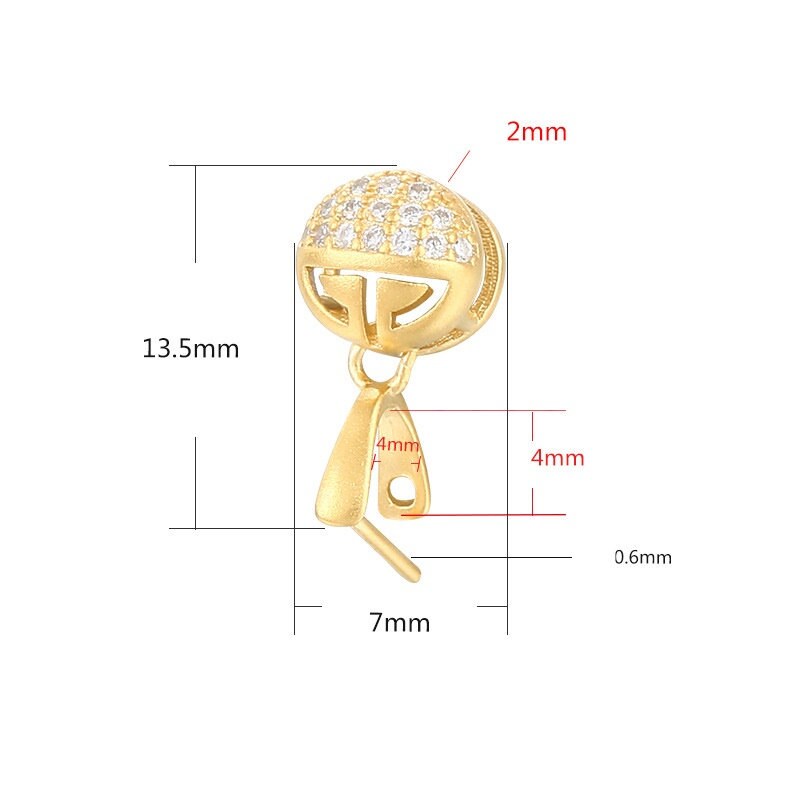 Crystals Round Buckle Clip Pendant Blank Setting Sterling Silver Rose Gold Fine 925 4x4mm For One Stone Bead No Prongs DIY Jewelry Wholesale