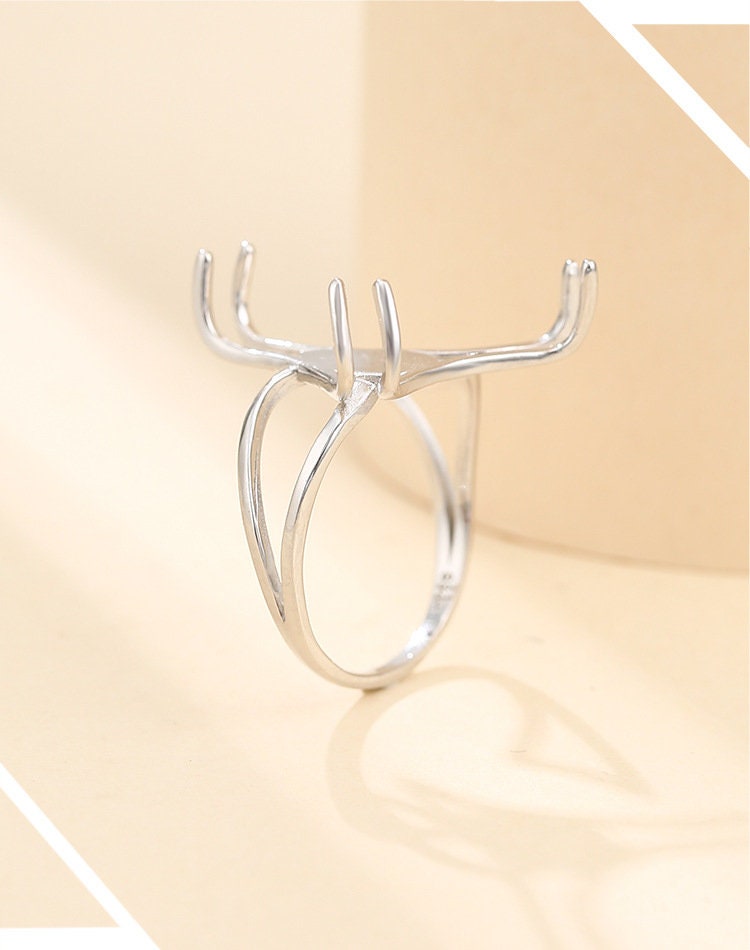 Ring Blank Setting 1pc Sterling Silver 925 Claw Free Shape Base Bezel White Gold Fine 20mm For One Stone Adjustable With Prongs Wholesale