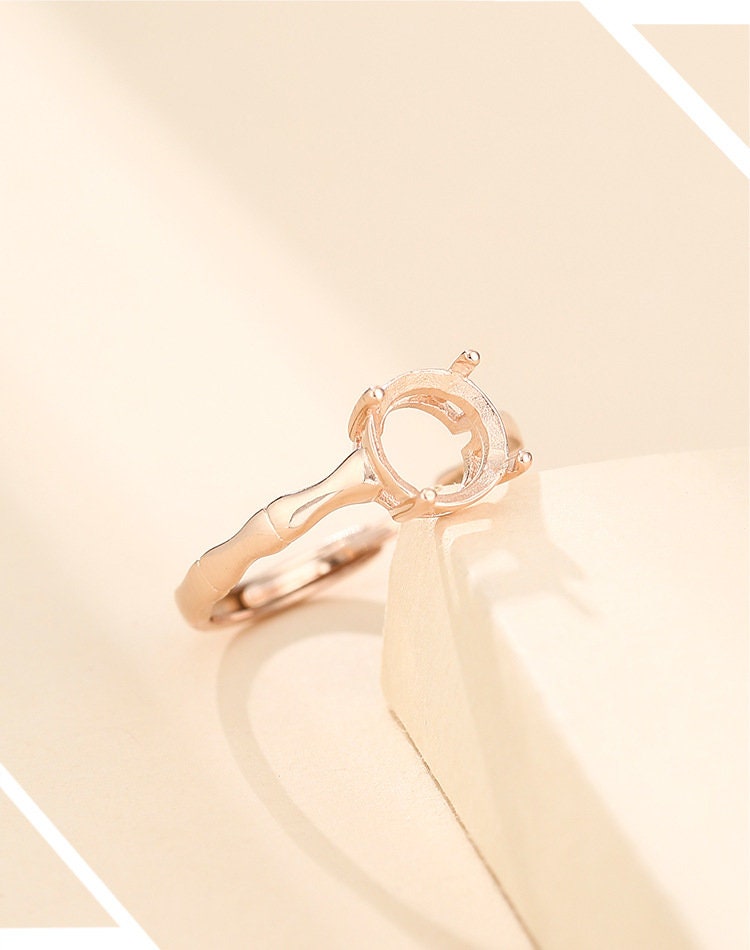 Ring Blank Setting 1pc Sterling Silver 925 Round Base White Rose Gold Fine 3-10mm For One Stone Gemstone Adjustable Four Prongs Wholesale