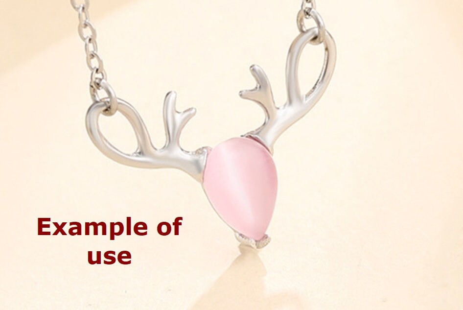 Deer Antlers Teardrop Base Pendant Setting Bezel Sterling Silver White Gold Fine 925 5x7mm For One Stone Three Prongs DIY Jewelry Wholesale