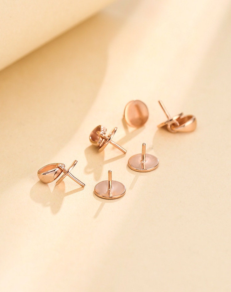 Simple Double Pin Base Pendant Setting Sterling Silver Rose Gold Fine 925 7x18mm For One Pearl Bead No Prongs DIY Jewelry Wholesale