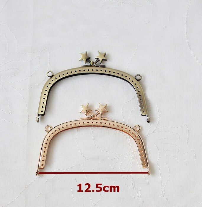 Gold Bronze Purse Frame Metal Vintage Star Snap Clasp For Bag Sewing Clutch Handbag Making Findings Hardware Supply Accessories 12.5cm