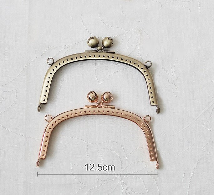 Gold Bronze Purse Frame Metal Vintage Flower Snap Clasp For Bag Sewing Clutch Handbag Making Findings Hardware Supply Accessories 12.5cm