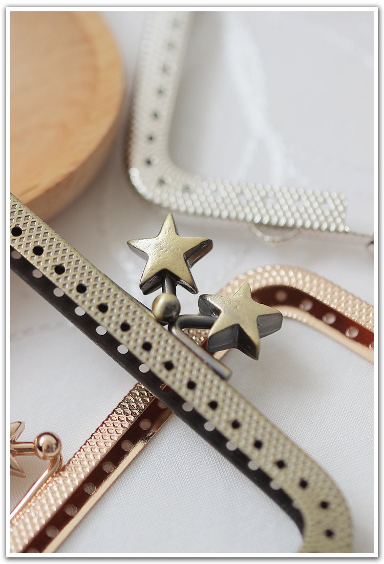 Silver Gold Bronze Black Purse Frame Metal Stars Snap Clasp For Bag Sewing Clutch Handbag Making Findings Hardware Supply Accessories 10.5cm