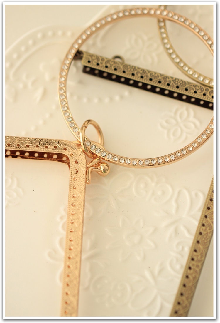 5pcs Bronze Gold Corner Purse Frame Metal Vintage Snap Clasp For Bag Sewing Clutch Handbag Making Findings Hardware Supply Accessories 18cm