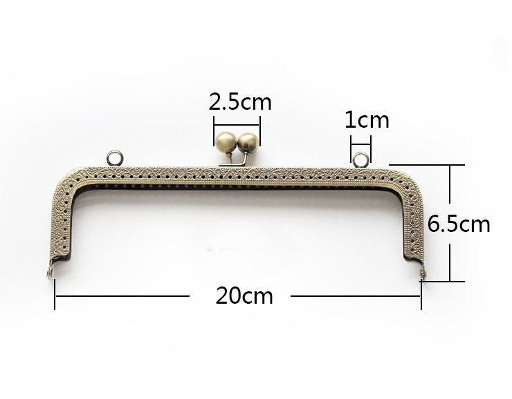 Silver Gold Bronze Purse Frame Metal Vintage Snap Clasp For Bag Sewing Clutch Handbag Making Findings Hardware Supply Accessories 20cm