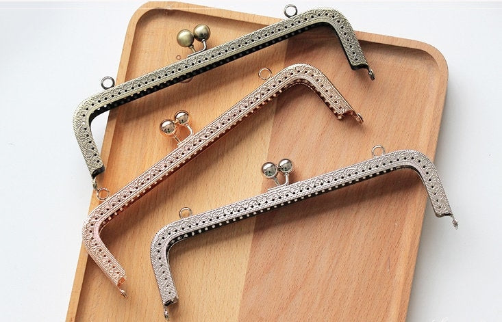 Silver Gold Bronze Purse Frame Metal Vintage Snap Clasp For Bag Sewing Clutch Handbag Making Findings Hardware Supply Accessories 20cm