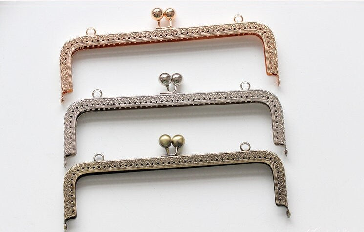 Silver Gold Bronze Purse Frame Metal Vintage Snap Clasp For Bag Sewing Clutch Handbag Making Findings Hardware Supply Accessories 20cm