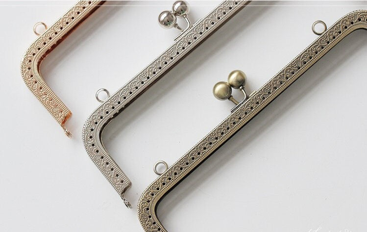 Silver Gold Bronze Purse Frame Metal Vintage Snap Clasp For Bag Sewing Clutch Handbag Making Findings Hardware Supply Accessories 20cm