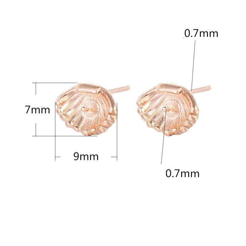 Shell Sea Pin Cup Earrings Stud Blank Setting Sterling Silver Rose Gold Fine 925 3-5mm For One Pearl Bead No Prongs DIY Jewelry Wholesale