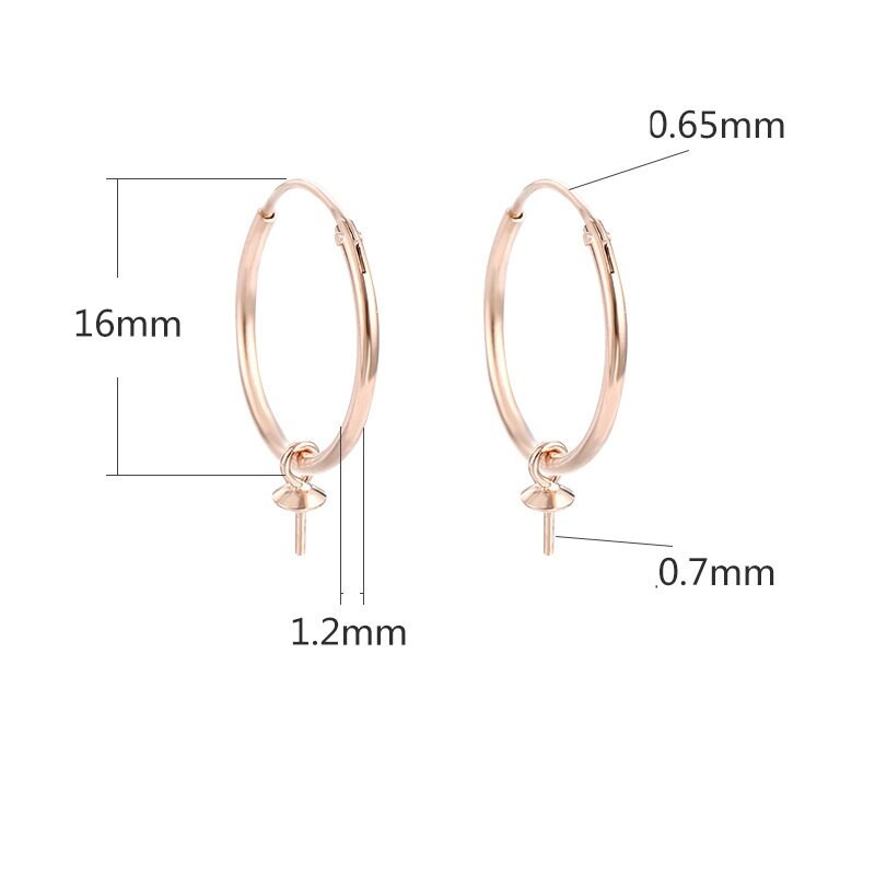 Circle Cup Pin Base Earrings Hook Blank Setting Sterling Silver Rose Gold Fine 925 6-9mm For One Pearl Bead No Prongs DIY Jewelry Wholesale