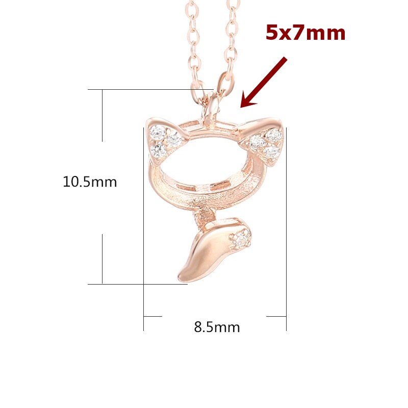 Crystals Cat Oval Base Pendant Setting Sterling Silver Rose Gold Fine 925 5x7mm For One Stone Gemstone Three Prongs DIY Jewelry Wholesale