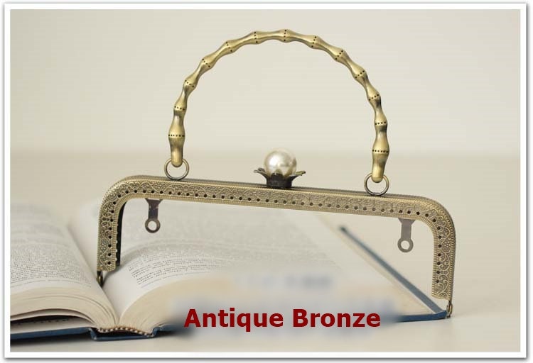 Gold Bronze Purse Frame Metal Vintage Pearl Snap Clasp For Bag Sewing Clutch Handbag Making Findings Hardware Supply Accessories 20cm