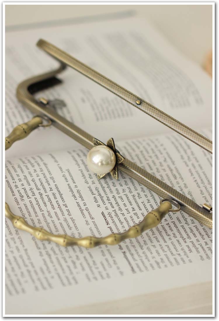 Gold Bronze Purse Frame Metal Vintage Pearl Snap Clasp For Bag Sewing Clutch Handbag Making Findings Hardware Supply Accessories 20cm